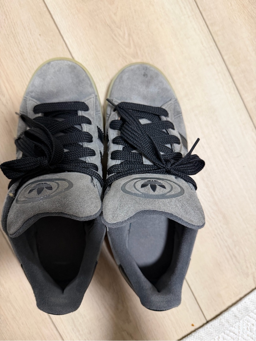 adidas Women's Grey Suede Sneakers with Black Laces